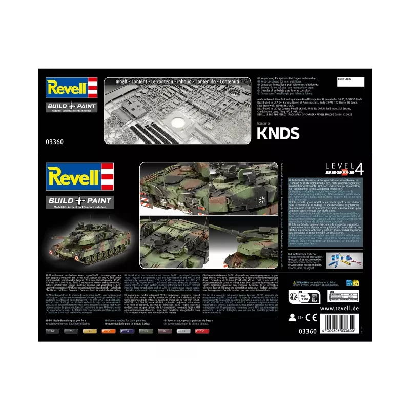 Muovimalli REVELL Leopard 2A7A1 sotilaspanssarivaunun rakennussarja (mittakaavaa ei ilmoitettu)