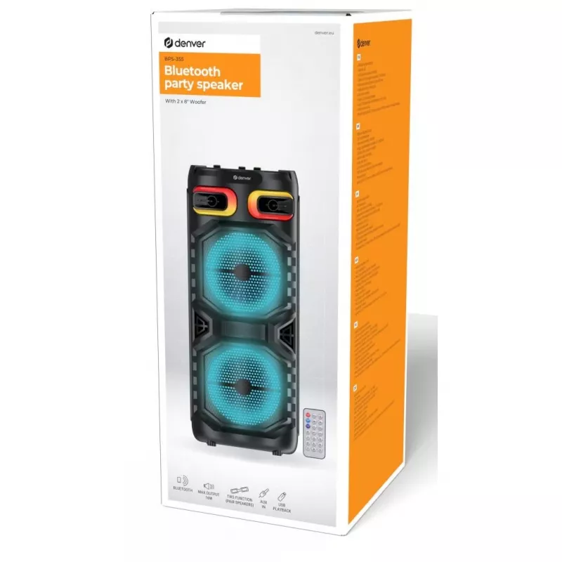 DENVER BPS-355 - juhlakaijutinjärjestelmä - langaton - Bluetooth - 16 wattia - kaksitie (111151200160)