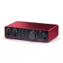 Äänikortti Focusrite Scarlett 2i2 4th Gen — 2-in/2-out USB-C, 24-bit/192 kHz, 69 dB esivahvistin, pöytämalli, musta/punainen