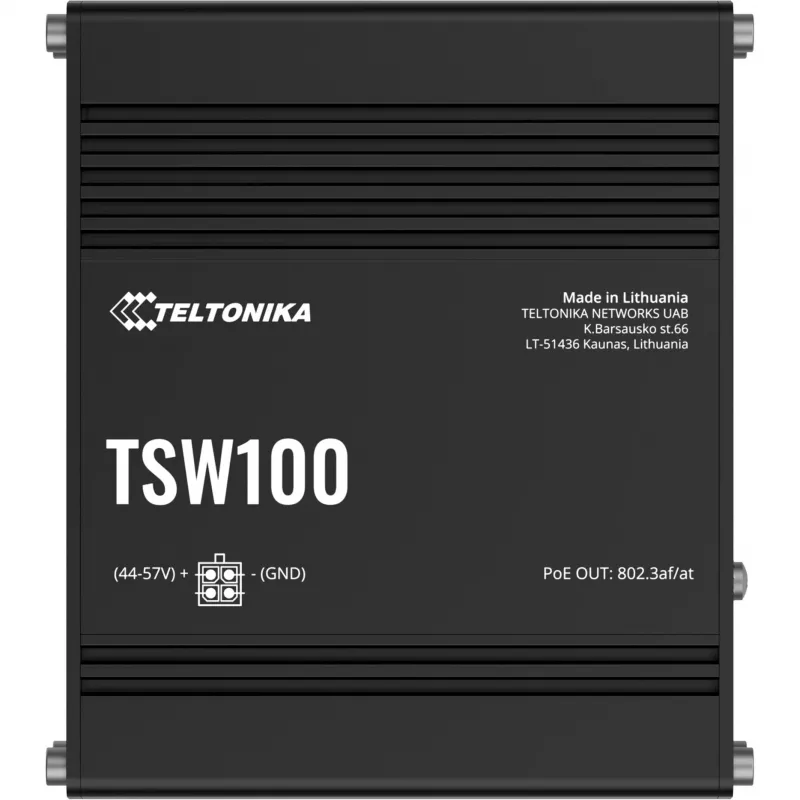 Teltonika TSW100 teollisuuskäyttöön hallitsematon PoE-kytkin
