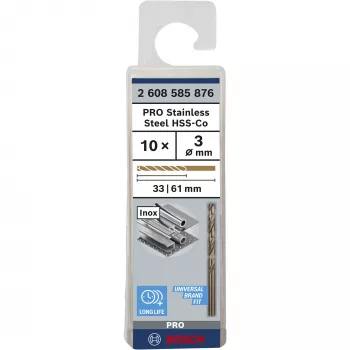 Bosch 2608585876 HSS-Co kierreporasarja, 3 mm, pituus 61 mm, lieriövarsi, 10 kpl