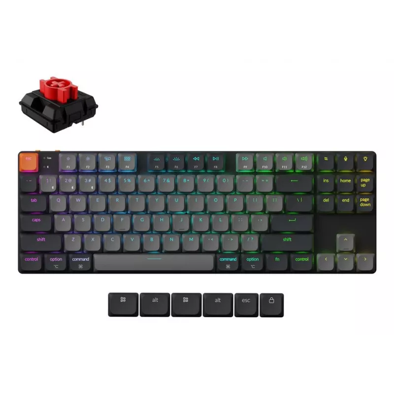 Mekaaninen näppäimistö Keychron K1X-B1, 80% (87 näppäintä), USB + Bluetooth, QWERTY englanti, harmaa, RGB-taustavalo