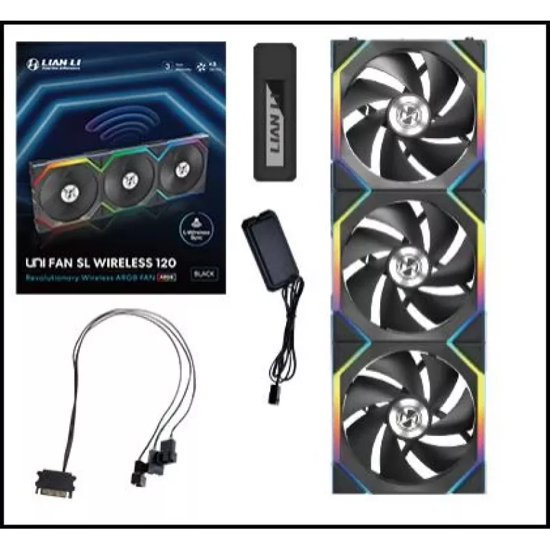 LIAN LI UNI FAN SL Wireless 120 ARGB musta 3 kpl:n pakkaus