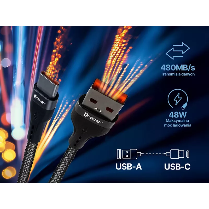 Tracer 47486 USB A - Lightning M/M 1m kaapeli punainen
