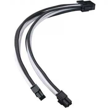 SilverStone PP07E - virtalähteen jatkokaapeli - 8-pin EPS12V (4+4) (M) - 8-pin EPS12V (W) - 30 cm - musta, valkoinen (SST-PP07E-EP