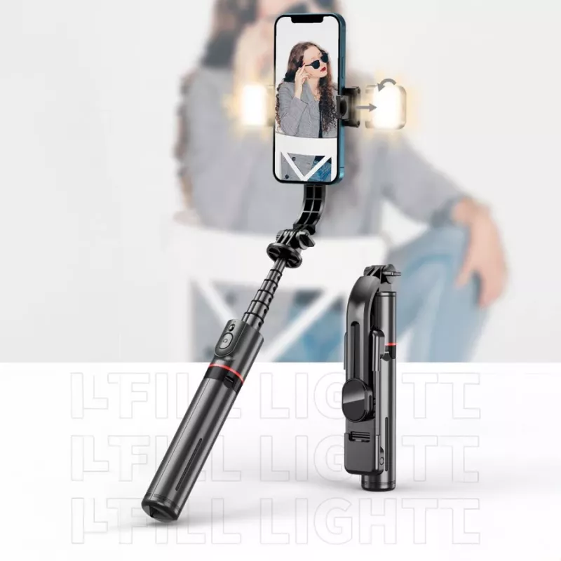 Tech-Protect L05S selfie-keppi jalustalla LED-valolla ja Bluetooth-kaukosäätimellä