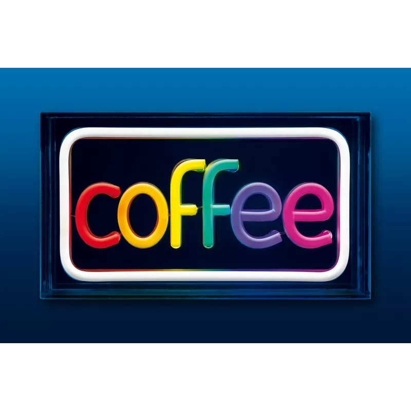 Neon LED-valokyltti ActiveJet AJE-NEON COFFEE, monivärinen, USB 5V, pinta-asennus, AS-muovikehys