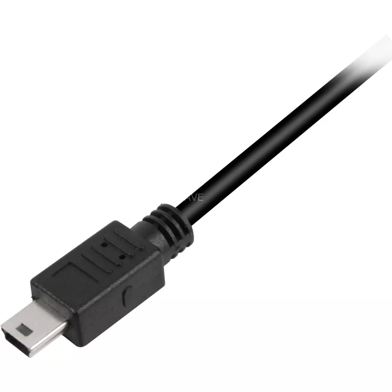 USB 2.0 -kaapeli, USB-A uros > Mini-USB uros (musta, 0,5 metriä, kaksinkertaisesti suojattu)