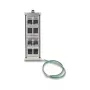 DELOCK Keystone-teline 8 porttia kallistettava Snap-In-kehys DIN-kisko- tai seinäasennukseen, musta, 78×154×55 mm