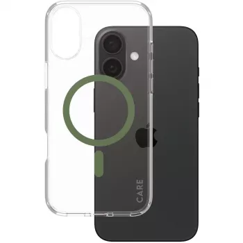 PanzerGlass CARE Urban Combat läpinäkyvä kotelo vihreällä MagSafe iPhone 16 Plus