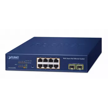 Hallittava kytkin PLANET GS-2210-8P2S 8-porttinen Gigabit Ethernet 802.3at