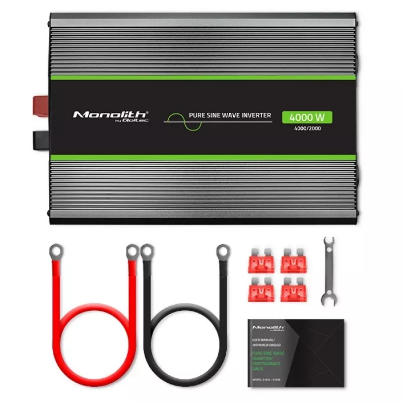 Qoltec Monolith virtasovitin/-muunnin auto 4000 W musta