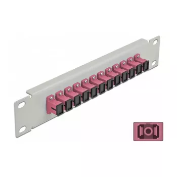 Kuitu-kytkentäpaneeli DeLOCK 10 inch 12 porttia SC Simplex violetti 1U harmaa