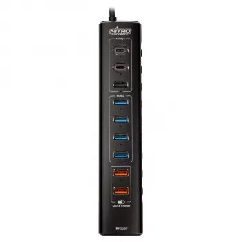 Nitro Concepts UH1, 10-porttinen hybridi-USB-keskitin, USB 3.2
