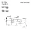 TV-taso cama meble LUCCA 180x40x59 cm, musta lastulevypinta, musta kehys