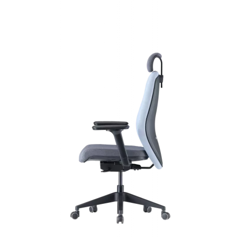 Up Up Athene ergonominen toimistotuoli musta, harmaa + sininen kangas