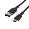Punottu USB-C - USB-A -kaapeli 15 cm musta