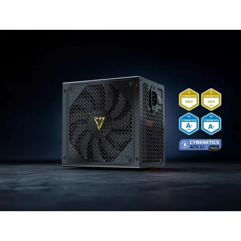 Virtalähde MODECOM VOLCANO HEX GOLD 750W, 80 PLUS Gold, ATX 3.1, modulaarinen, 14 cm tuuletin