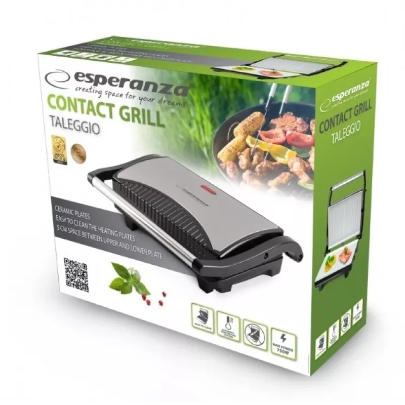 Esperanza EKG006 sähkögrilli 750W ruostumaton teräs/musta