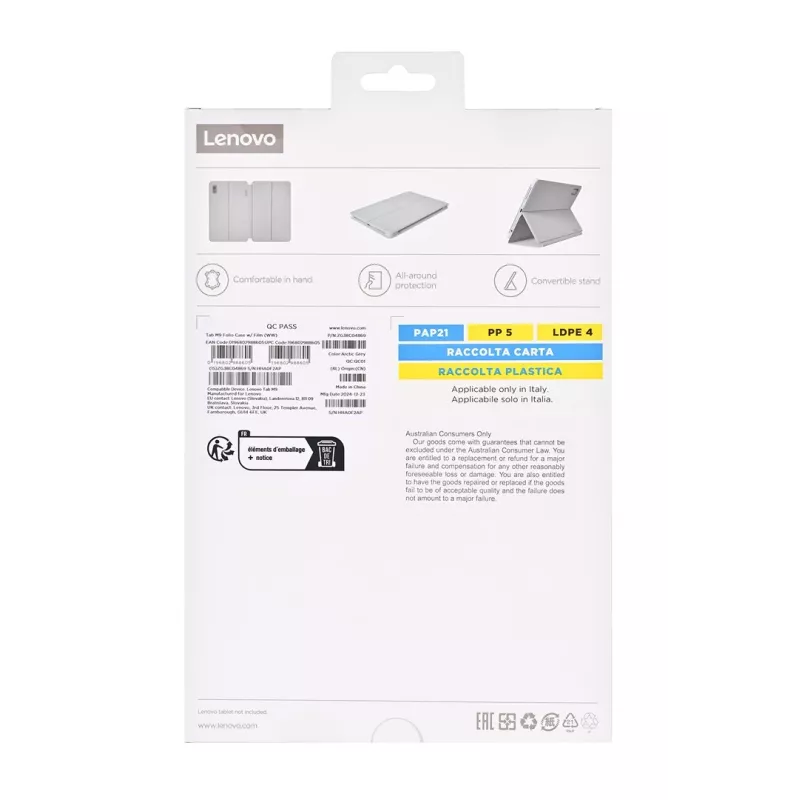 Lenovo ZG38C04869 Folio-kotelo Tab M9 -tabletille, 22,9 cm (9 tuumaa), polyuretaani/polykarbonaatti, harmaa