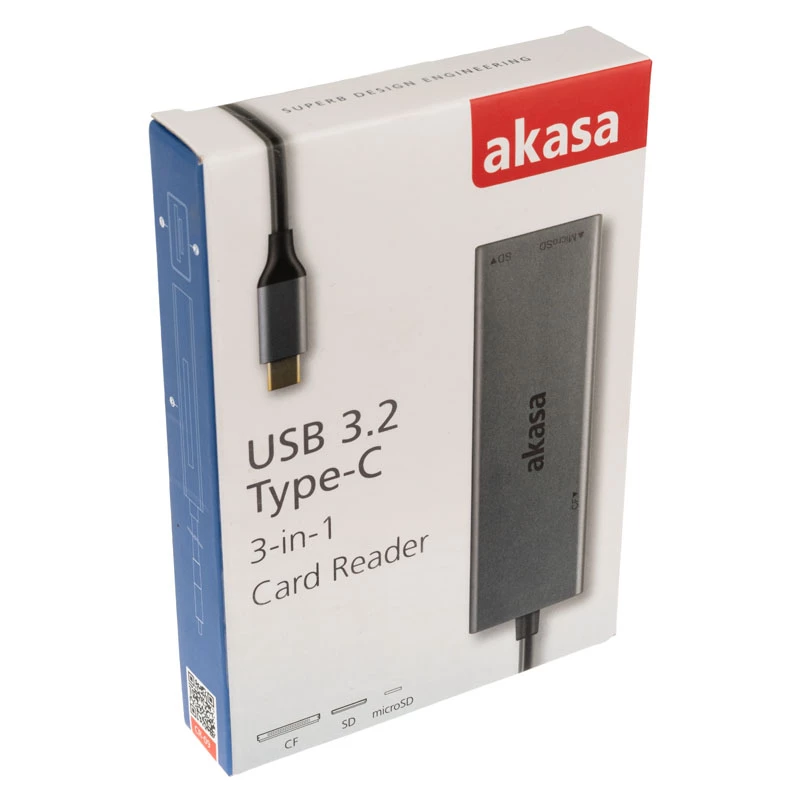 Akasa AK-CR-09BK USB 3.2 Gen1 Type-C 3-in-1-muistikortinlukija