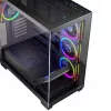 PC-kotelo MODECOM Volcano Stellar 5F ATX Midi Tower, karkaistu lasi, 5 esiasennettua tuuletinta, USB‑C, tukee microATX/ATX, max. GPU 420 mm, CPU-jäähdyttimen korkeus 175 mm