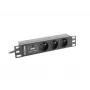 LANBERG PDU-03E-0200-BK pistorasia 1HE, 3x Type-E-pistorasia, 220–250 V, 16 A, 2 m kaapeli, musta