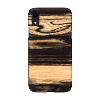 man and wood -puhelinkotelo iPhone XR:lle — valkoinen eebenpuu musta puinen takasivu, suojaava kotelo