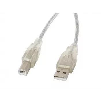 USB-2.0-kaapeli LANBERG CA-USBA-12CC-0018-TR, USB A (uros) - USB B (uros), 1,8 m, läpinäkyvä