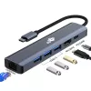 Adapteri HUB USB C 6in1 - HDMI, USBx3, PD, RJ-45