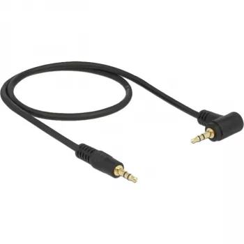 DeLOCK - audiokaapeli - 24 AWG - mini-phone stereo 3,5 mm (uros) - mini-phone stereo 3,5 mm (uros) - 50 cm - musta - 90 asteen liitin (83752)