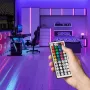 LED-valonauha Vention PAEWH 2 m, USB-virralla 5 V, RGB IR-kaukosäätimellä, kaksipuolinen teippiasennus