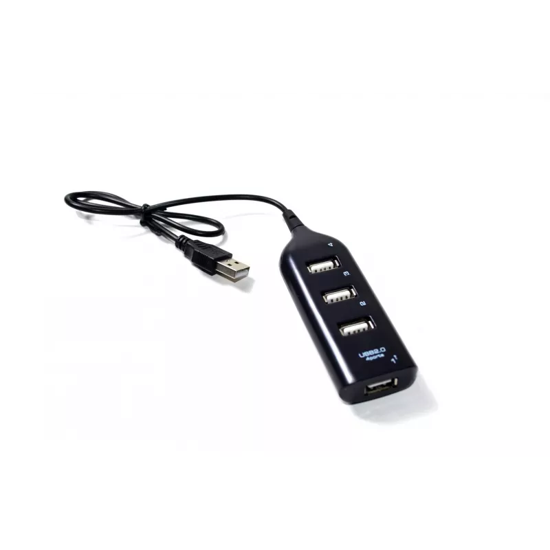 VAKOSS USB-keskitin TC-234UX — 4-porttinen USB 2.0 -keskitin, DC-virtalähde (5 V, 1 A), musta