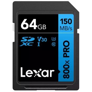 SDXC-flash-muisti Lexar 64 GB UHS-I 800xPRO — Class 10, U3, V30, 150 MB/s