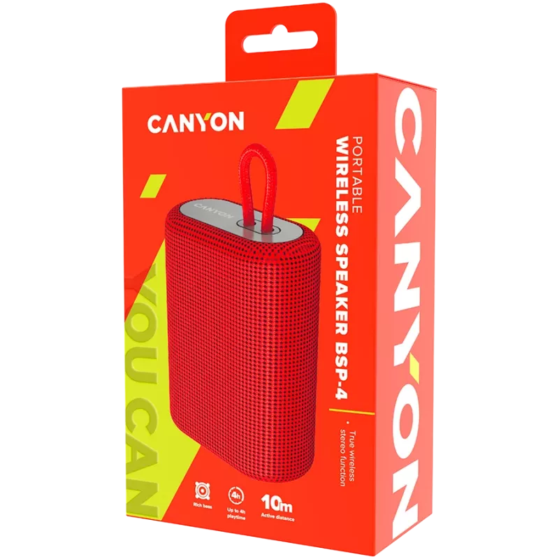 Canyon Bluetooth-kaiutin BSP-4 TF-lukija/USB-C/5W punainen vähittäismyynti