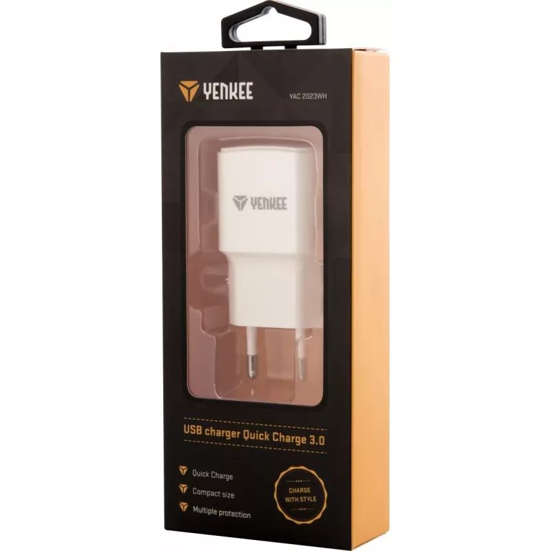 USB-verkkolaturi YENKEE YAC 2023WH 18W 3A Quick Charge 3.0
