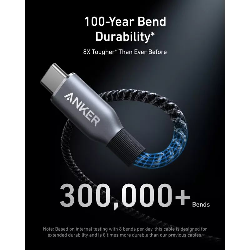 Anker Prime USB-C-USB-C-kaapeli A88E2012, 1,8 m, 240 W