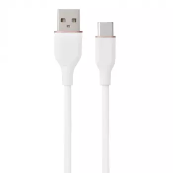 Silikonikaapeli USB Type-A - Type-C (valkoinen, 1 m)