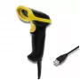 Käsikäyttöinen viivakoodinlukija QOLTEC 50867 — 1D/2D-laserskanneri, USB johdollinen, 600 mm kantama, keltainen/musta