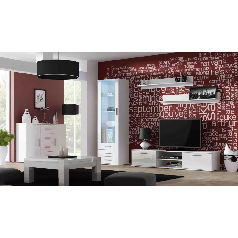 Cama olohuoneen sideboard UNI valkoinen/valkoinen kiiltävä
