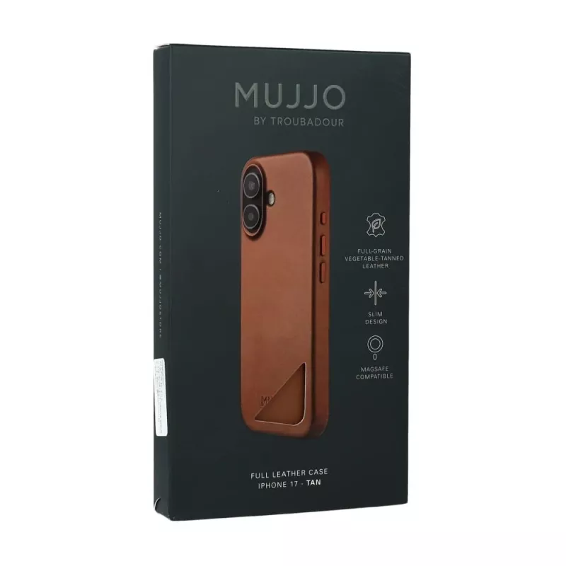 Mujjo Full Leather Case MagSafe -kotelo iPhone 17 ruskea