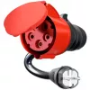 go-e sovitin Gemini flex 22 kW, CEE punainen kolmivaihevirta 32A > kotitalouspistorasia (musta, 30 cm)