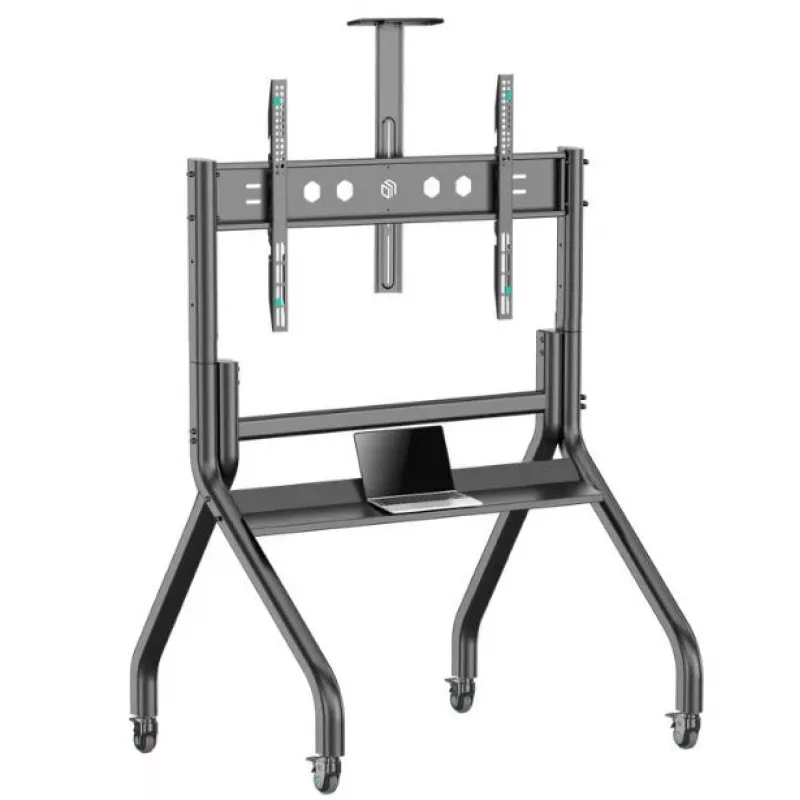 ONKRON TS2080-B lattia-TV-teline 60–120 tuuman televisioille, siirrettävä, musta