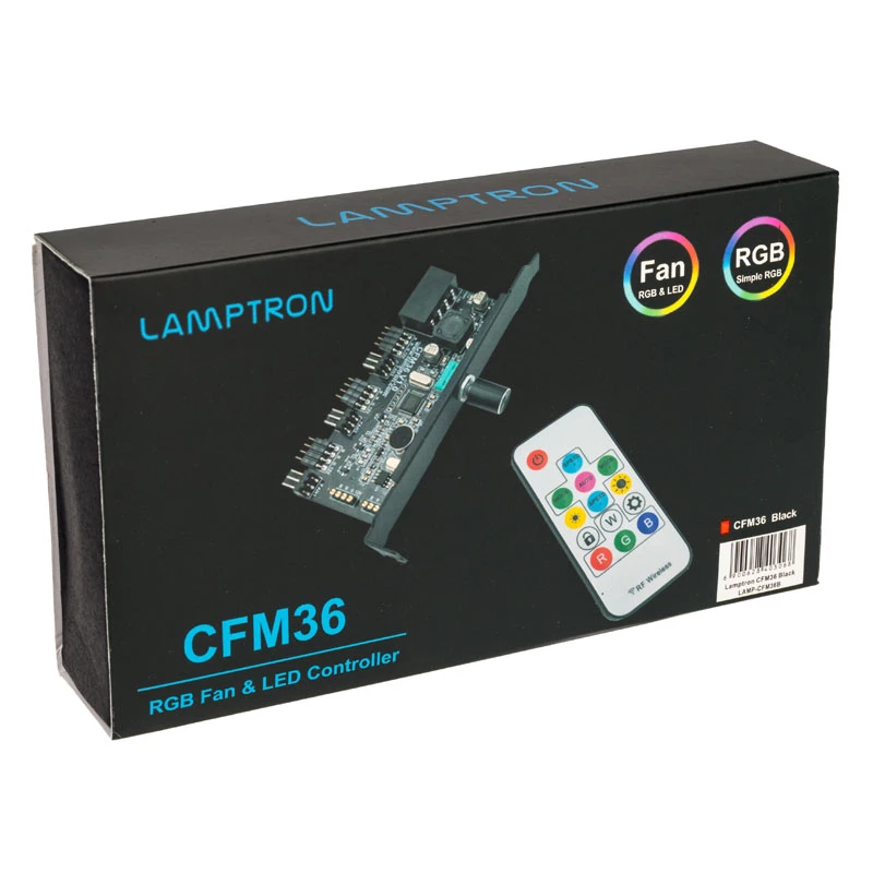 Lamptron CFM36 tuuletin- ja RGB-LED-ohjain PCI-paikkaan, musta