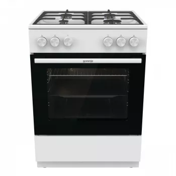 Vapaasti seisova kaasuliesi Gorenje GG6A10WFFM, valkoinen, 4-polttimen keittotaso, 72 L kaasu-uuni, säätimet edessä