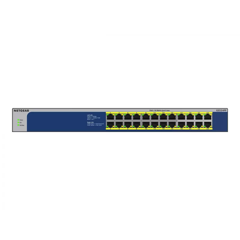 NETGEAR GS524PP hallitsematon Gigabit Ethernet (10/100/1000) Power over Ethernet (PoE) harmaa