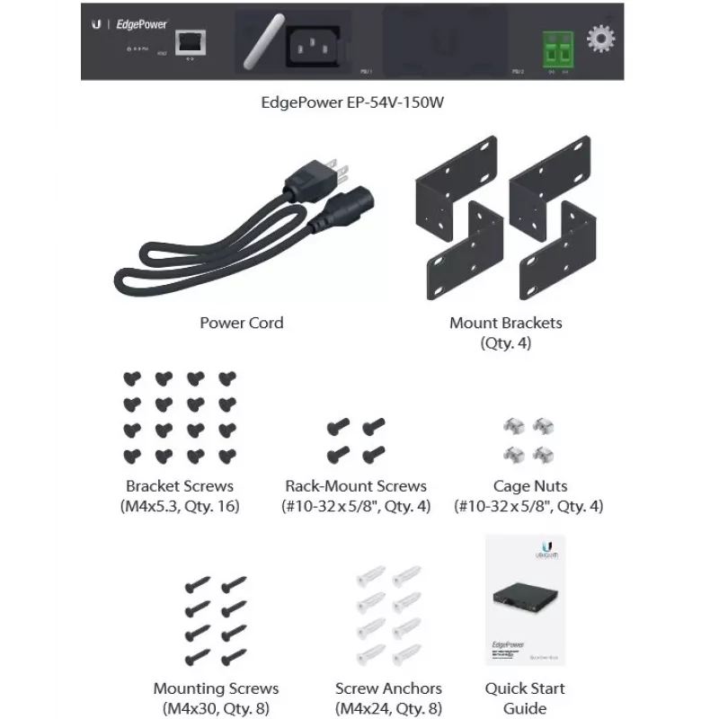 Virtalähde UBIQUITI EP-54V-150W 150 W, AC 100–240 V, 50–60 Hz, musta