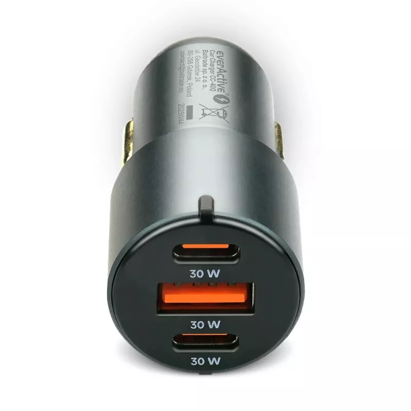 Autolaturi everActive CC-40Q QC3.0 60W, USB-autosovitin matkaviestinten lataamiseen