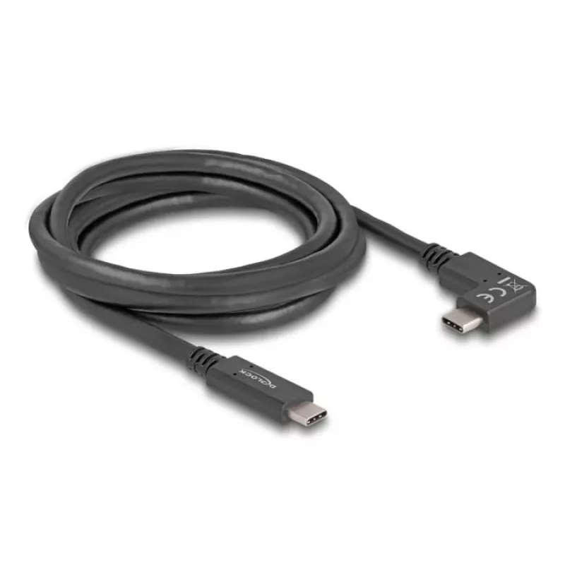 DeLOCK USB-kaapeli USB Type-C uros - USB Type-C uros kulma 2 m 5 Gbit/s 4K PD 60 W
