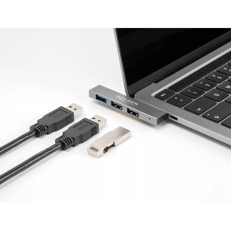 DeLOCK 3 portin ohut USB-keskitin USB Type-C 10 Gbps 2 x USB 2.0